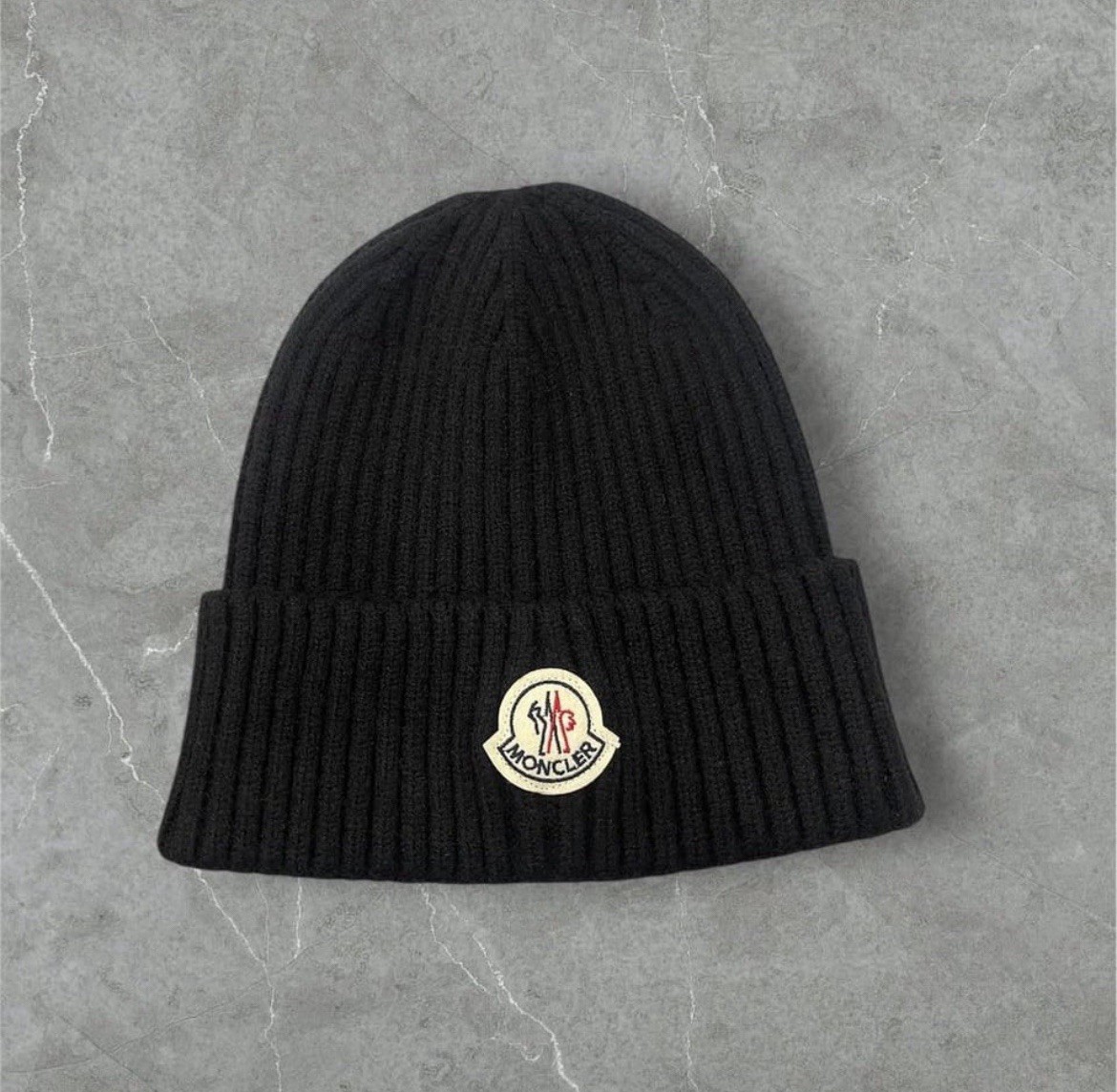 Moncler Black Knit Wool Beanie Winter Hat Logo Unisex Adults thumbnail 2