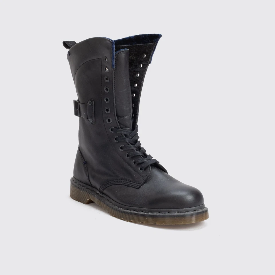 Botas Dr. Martens Talla 11 (UK10) Hombres Cuero Negro 13 Ojos Azul Terciopelo Borde MODS Foto 2 de 4