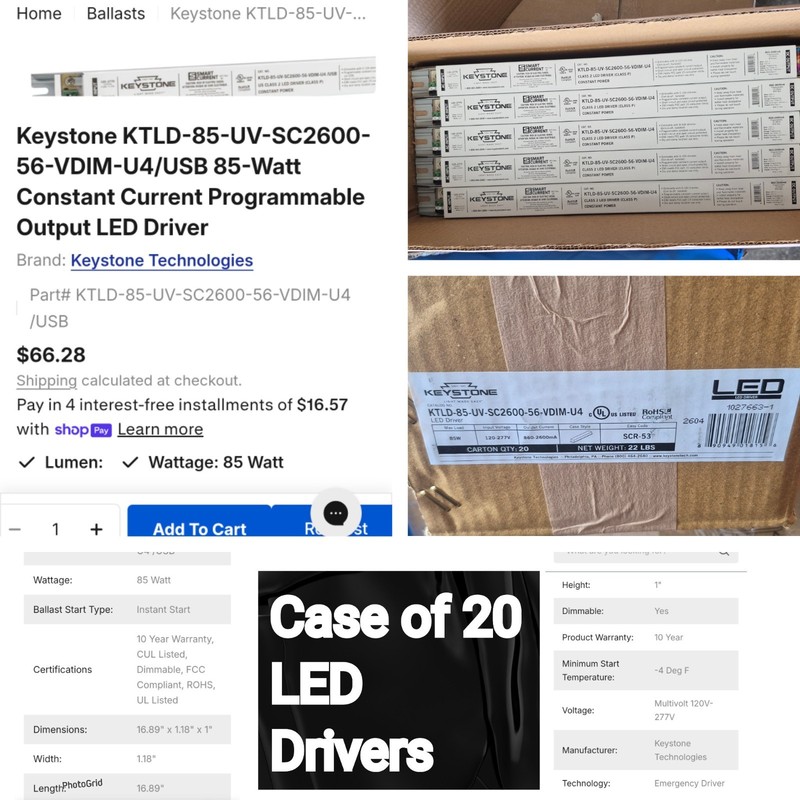 led drivers, ballasts, KTLD-85-UV-SC2600-56-VDIM-U4/USB, Keystone