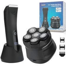 Body Hair Trimmer Head Shavers for Bald Men, Ball Pubic Hair Trimmer, Black