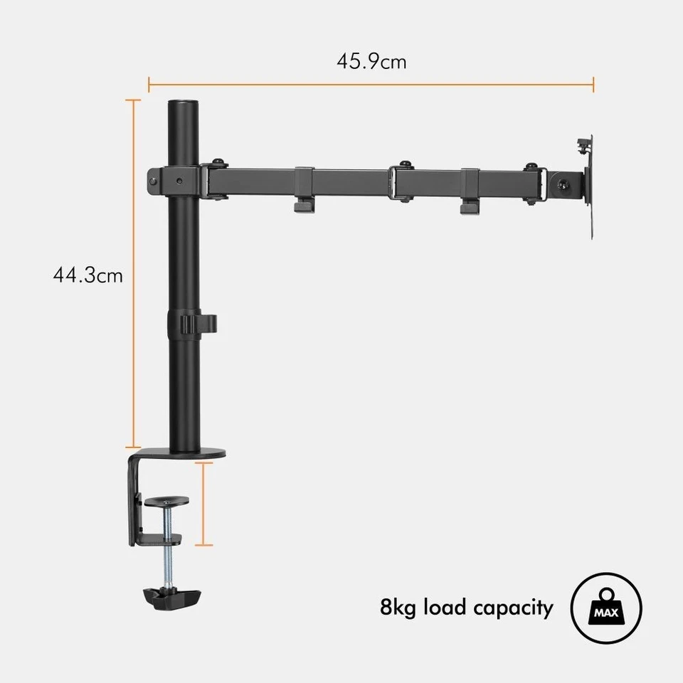 VonHaus Single Monitor Stand with Desk Clamp 13-32 Inch Screen - Image 4 of 4