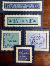 Sewn Premade Scrapbook Page/Sewn Mat Set - 5 pieces: Travel By Water