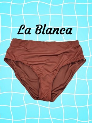 La Blanca Womens Swim Suit Bottoms Sz 18W Highwasted Clay Color High Cut Leg 