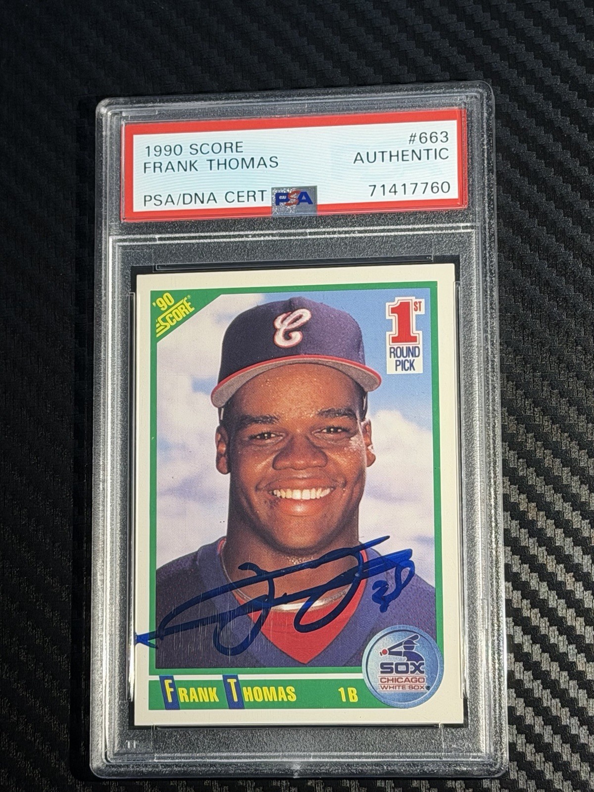 1990 Score Frank Thomas #663 PSA Authentic Auto. Clean Card