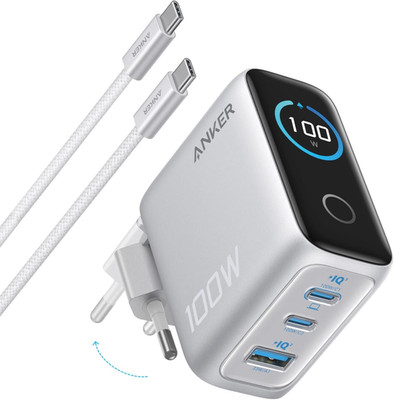 Anker 100W USB C Ladegerät, Laptop Ladegerät, Kompaktes 3-Port Gan Wandladegerät