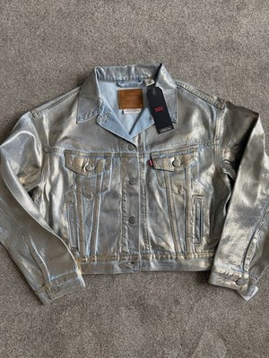 LEVIS Metallic Shimmer Shrunken 90's Jeansjacke Medium Wash Gr. M Neu mit Etikett