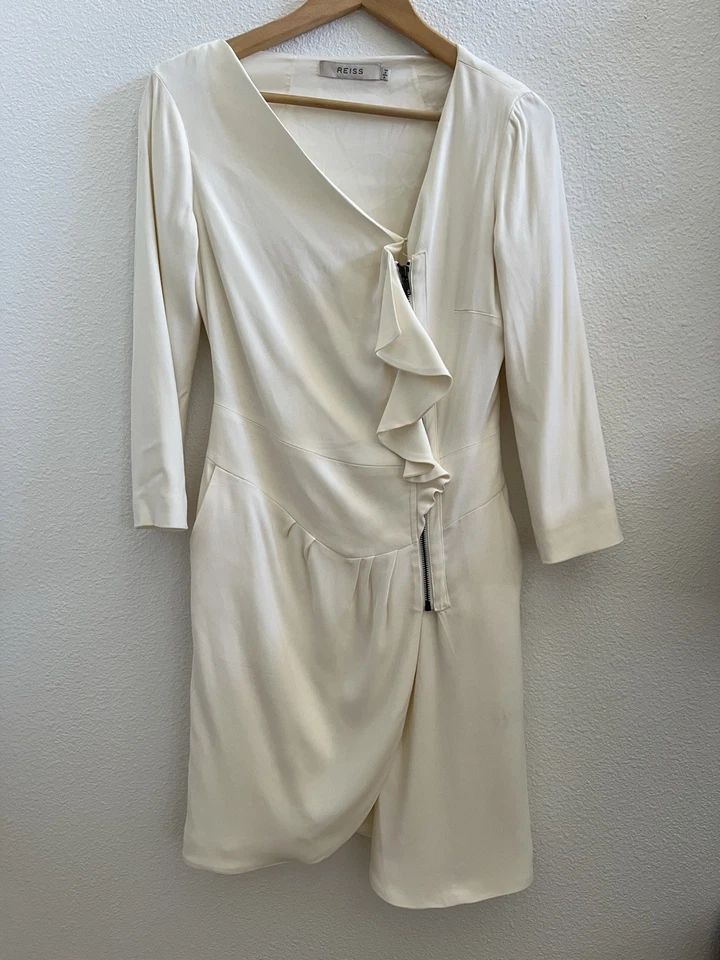 Vestido Acampanado Reiss 4 Nanette Marfil Blanco Calce Kate Middleton Estilo de Compromiso Foto 3 de 4