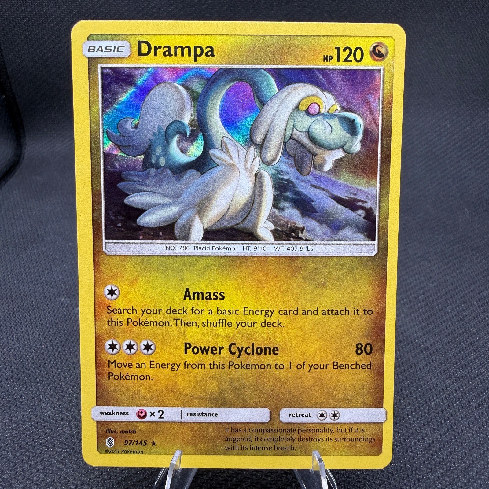 Drampa 97/145 Holo Rare Guardians Rising Pokemon Moderately Played