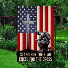 American Flag with Cross Garden Flag, Christian Patriotic Banner