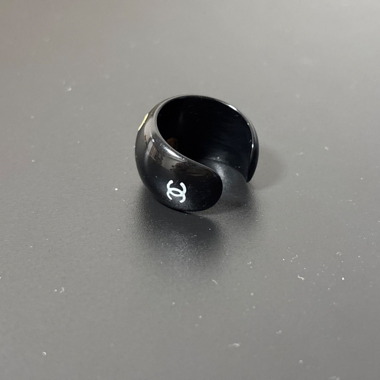 Auth CHANEL Ring Coco Logo Black Plastic 12-13 Unisex Jewelry Authentic thumbnail 6