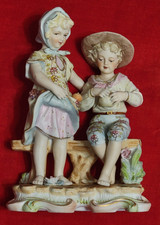 VINTAGE ORGINAL JAPAN ARNART Bisque Harvesting GIRL AND BOY FIGURINES MRKD #7824