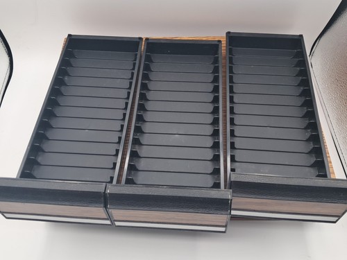 3 Drawer holds 42 Cassette Tape Faux Wood Grain Storage Case Holder - Foto 8 di 15