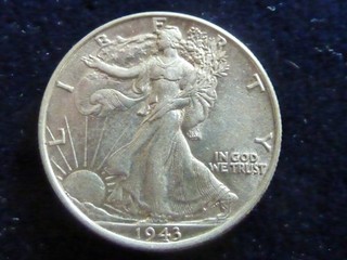 1/2 Dollar 1943 USA Walking Liberty Half Dollar Silber ! vz !! RR !!