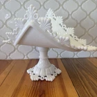 Vintage 1940’s Westmoreland White Milk Glass Ring & Petal Banana Stand Dish 14”