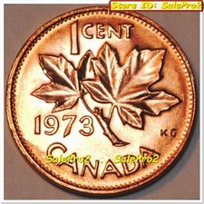 CANADA 1973 CANADIAN MAPLE LEAF QUEEN ELIZABETH RED PENNY ONE CENT BU COIN UNC
