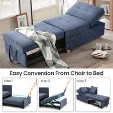 Convertible Sofa Bed Chair 4-in-1 Sofa Bed 3-Seat Futon Linen Sleeper Bed Couch.