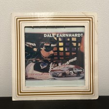 Vintage Dale Earnhardt Glass  Picture in Cardboard Frame Carnival Prize RARE!!