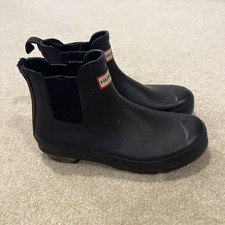 Hunter Women  s Boots Original Chelsea Black Ankle Rubber Rain Boots Size 8