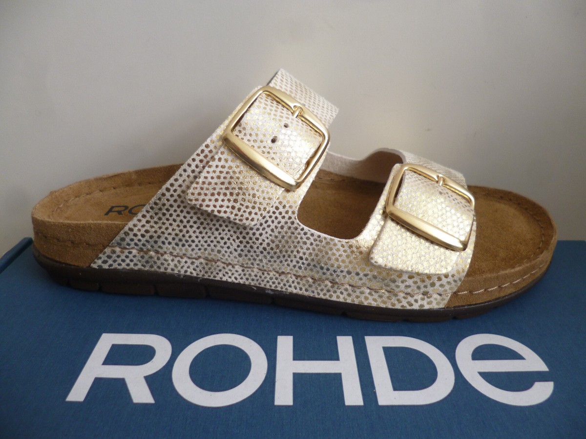 Rohde Ladies Mules Sandals Slippers Shoes Beige Gold 5872