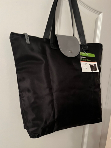 Talus Smooth Trip Ultra Lightweight Packable Folding Tote in Black and Grey