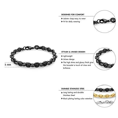 555Jewelry Acero Inoxidable Hueco Grano de Café Unisex Pulsera Cadena de Eslabones - Imagen 3 de 11