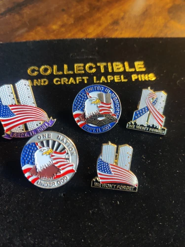 9 11 Remembrance Lapel Pin We Won't Forget Sept 11 2001 Towers USA Flag Lot