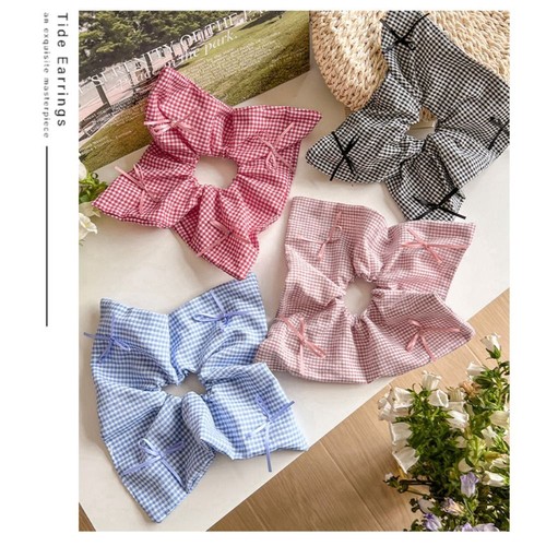 Bowknot Hair Rings Plaids Hair Ropes Cute Hair Accessories Women Girl - Picture 2 of 12