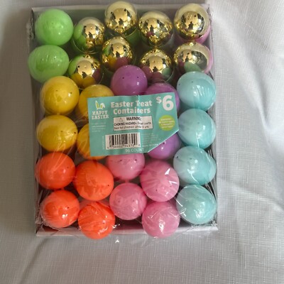 Happy Easter 96 Count Plastic Easter Egg Treat Containers