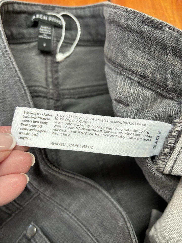 Pantalones de mezclilla negros Eileen Fisher pierna recta talla 8 nuevos sin etiquetas Foto 4 de 4
