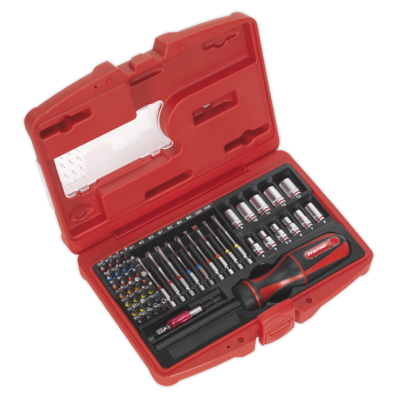 Fine Tooth Ratchet Screwdriver & Accessory Set 51pc - Sealey Fine Tooth Ratchet Screwdriver & Accessory Set 51pc - Sealey