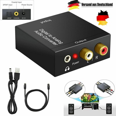 Optical Coaxial Toslink Digital to Analog Audio Converter Adapter RCA L/R 3.5mm