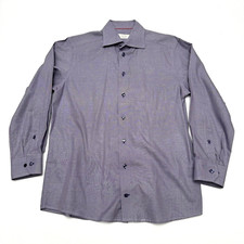 Eton Contemporary 39 15.5 Business Casual Dress Button Up Shirt Purple Check