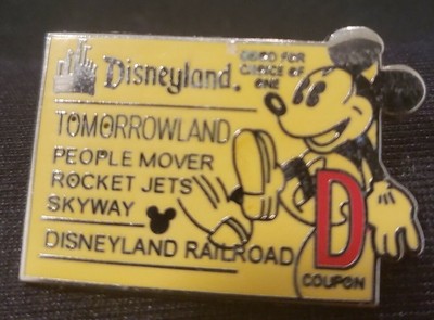 Disney Pin 40554 Global Mickey D Ticket Tomorrowland Disneyland Railroad Train