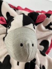 Lovey Cow Plush Pink Black Baby Toddler Security Blanket Animal Ruffle Vintage
