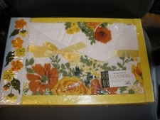 NEW Vintage Cannon 22"x44" Bath Towel One Wash Cloth Set Orange Floral RARE
