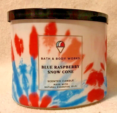 BLUE RASPBERRY SNOW CONE Candle large 14.5 oz jar 3 wick Bath Body Works holiday
