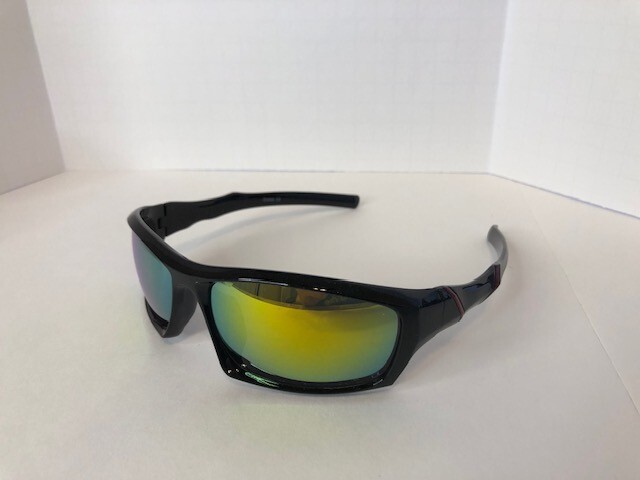 Black & Gold Mirror Sunglasses with Gray Polycarbonate Safety Lenses-image