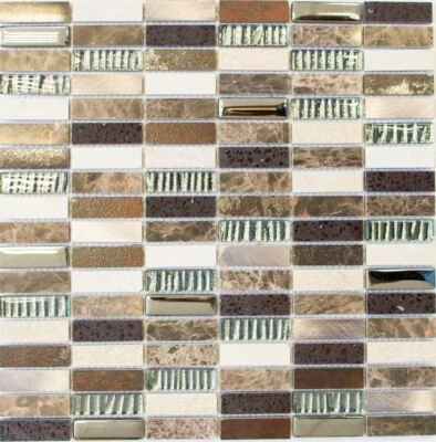 Mosaico De Palitos Cocina Espejo De Azulejos Beige Marrón WB87-SM48 | 1 Alfombra - Imagen 1 de 4