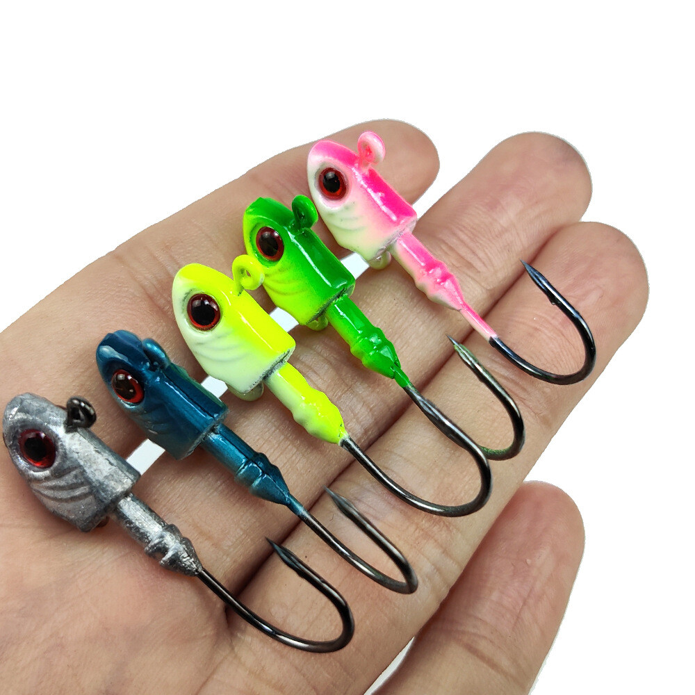 10PCS Lead Jig Heads Fishing Hooks Swimbait with Treble Hook Spoon