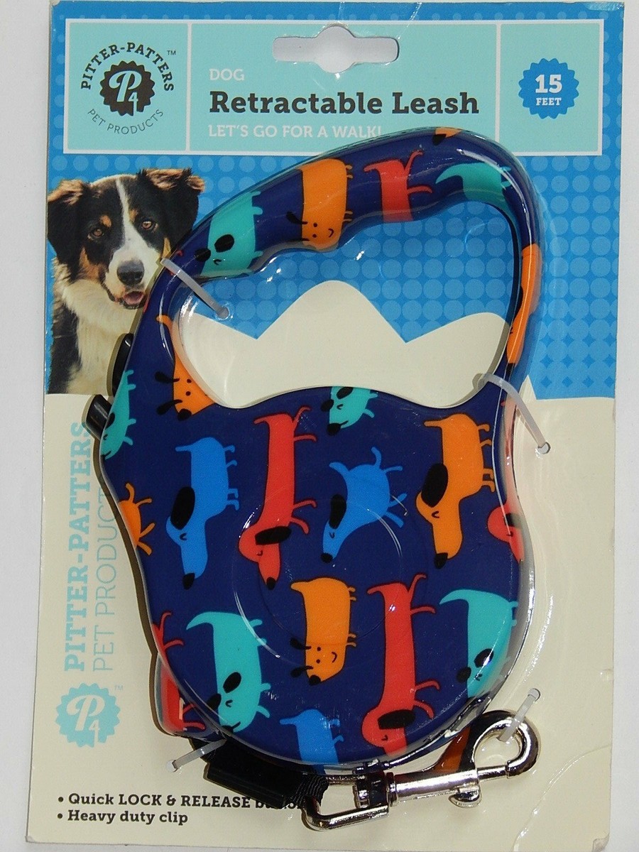 PITTER-PATTERS DOG RETRACTABLE LEASH 15 FEET NEW AUTHENTIC
