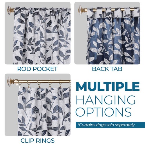Leaves Washable Room Darkening 52" Back Tabs Blackout Curtains, Set of 2 - Picture 124 of 156