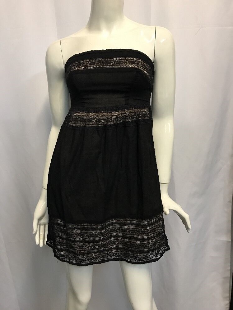 Pins and Needles Women's Dress Solid Black XS Lace Nude strapless | eBay