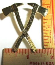 Crossed Firefighter Ax pin vintage FD Fireman collectible Fire Dept memorabilia