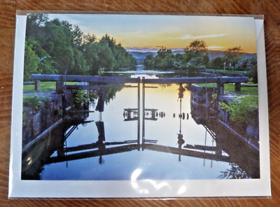 Ulverston alte Schleusentore am Kanal bei Sonnenuntergang leere Grußkarte