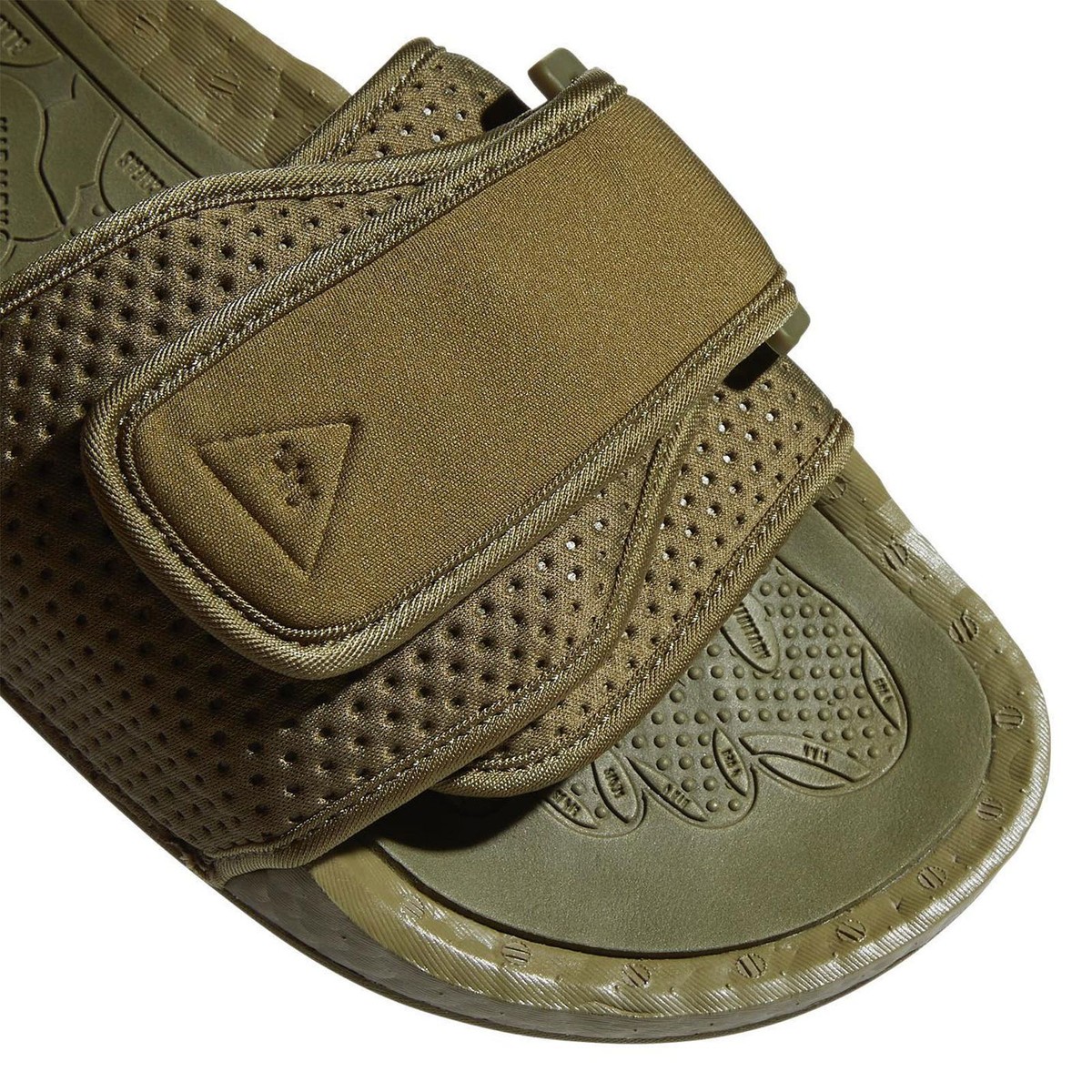 Adidas x Pharrell Williams Men’s Size 9 Hu Adilette 2 Ankle Sandal Green FU7611 Adidas Pharrell Williams Chancletas HU Human Boost Slides  main image 3