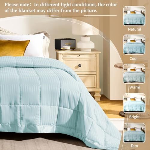 Size Blanket with Satin Trim, Lightweight Down Alternative Queen Cool