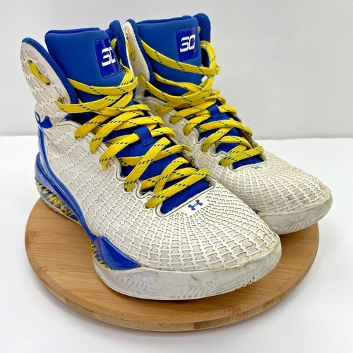 Stephen Curry Under Armour Clutchfit Drive Youth Warriors White Blue Shoes 4Y - Picture 1 of 10