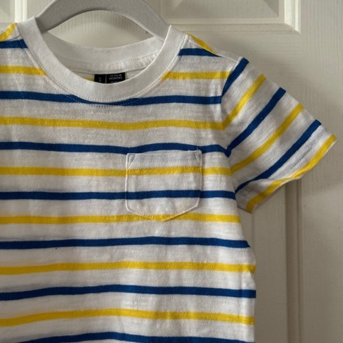 Camiseta Janie and Jack Infant Boy Blanco Amarillo Azul Rayas Talla 12 a 18 meses - Imagen 5 de 11