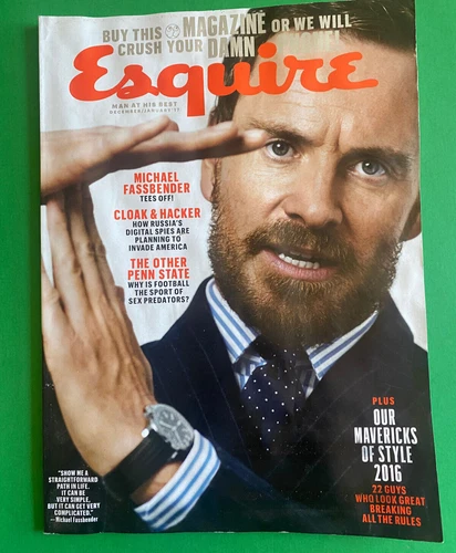 Esquire December 2016 Michael Fassbender Tees Off!-Complete Magazine