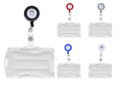 10x KARTENHALTER FÜR 2 KARTEN SKIPASSHALTER SILVER AUSWEISJOJO Schlüsselanhänger